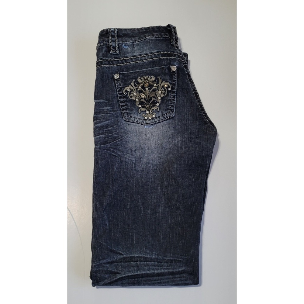 Warehouse One Premium Women's Straight Leg Jeans Size 26 Reg Rhinestone Accent D